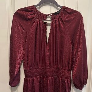 Elegant Burgundy Animal Print 3/4 Sleeve Jumpsuit NWT